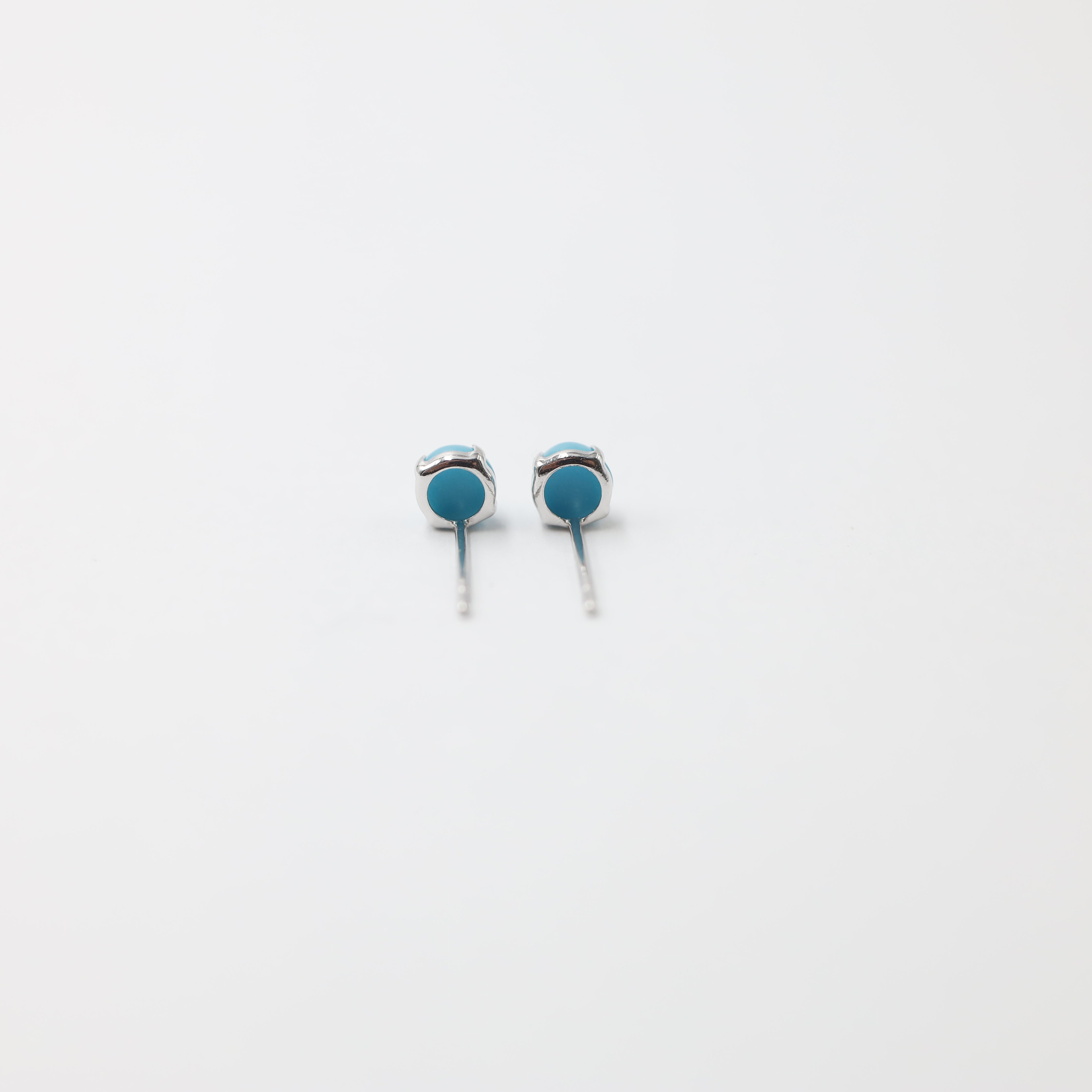 Petite Platinum Turquoise Solitaire Stud Earrings