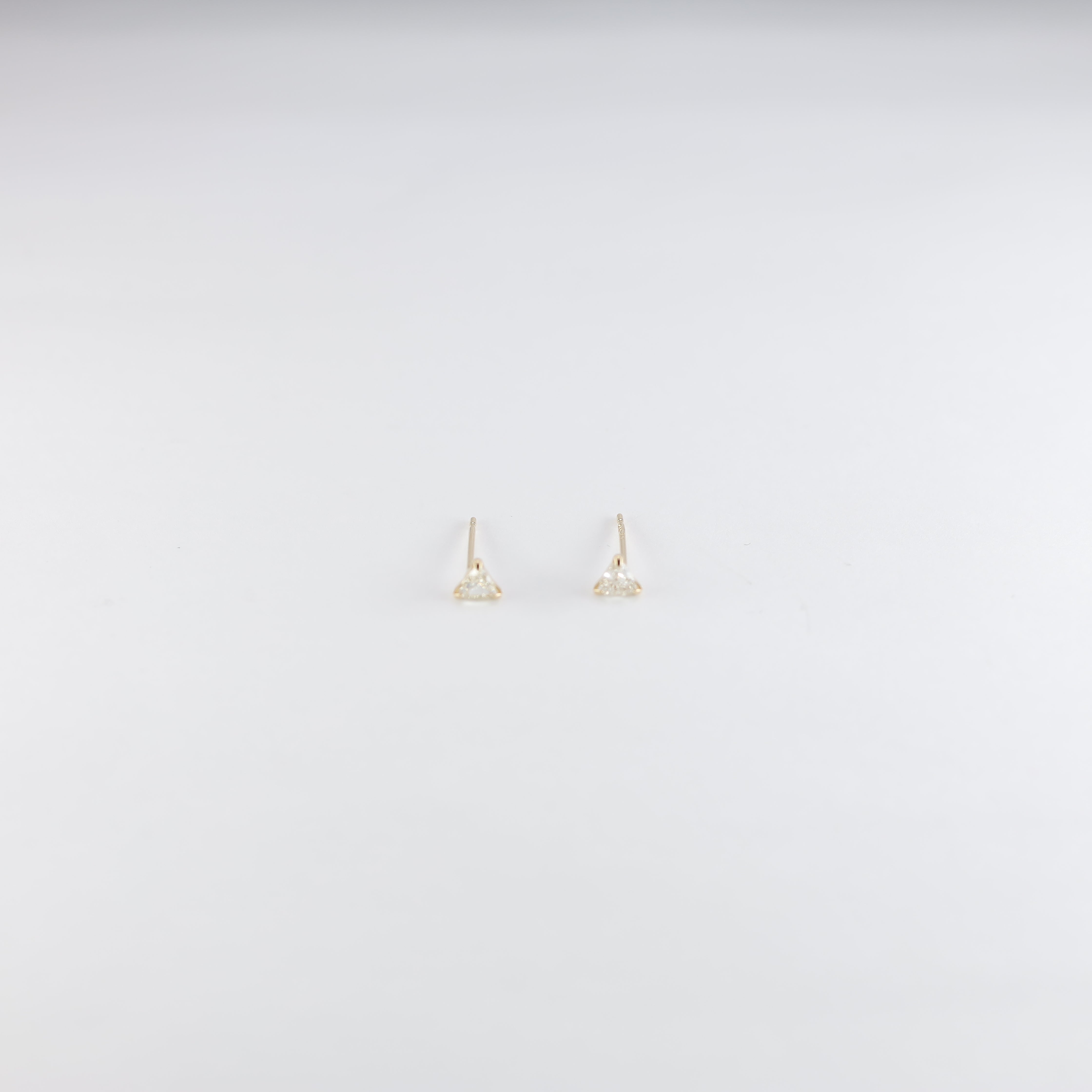 Petite 18K Yellow Gold Trillion Diamond Stud Earrings