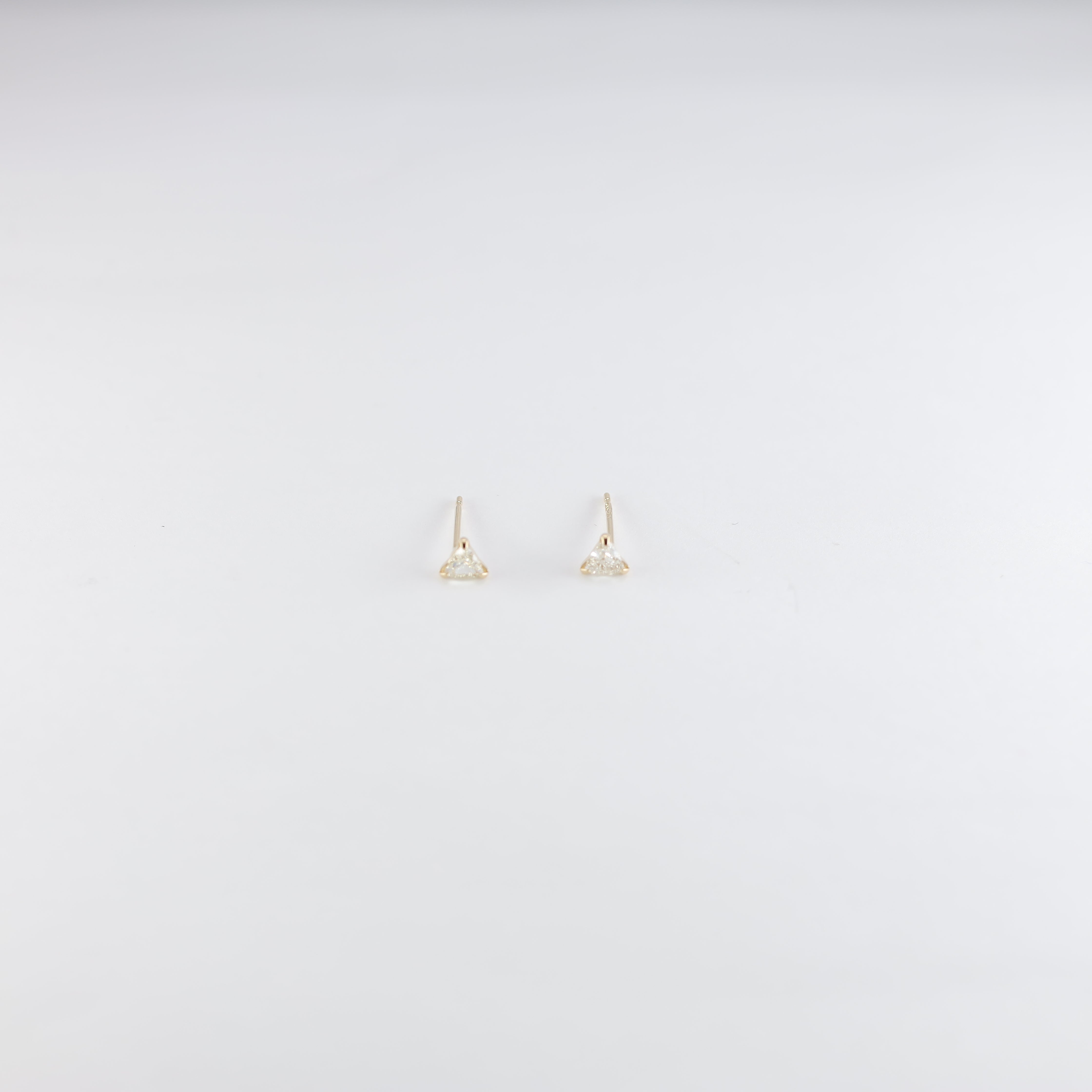 Petite 18K Yellow Gold Trillion Diamond Stud Earrings