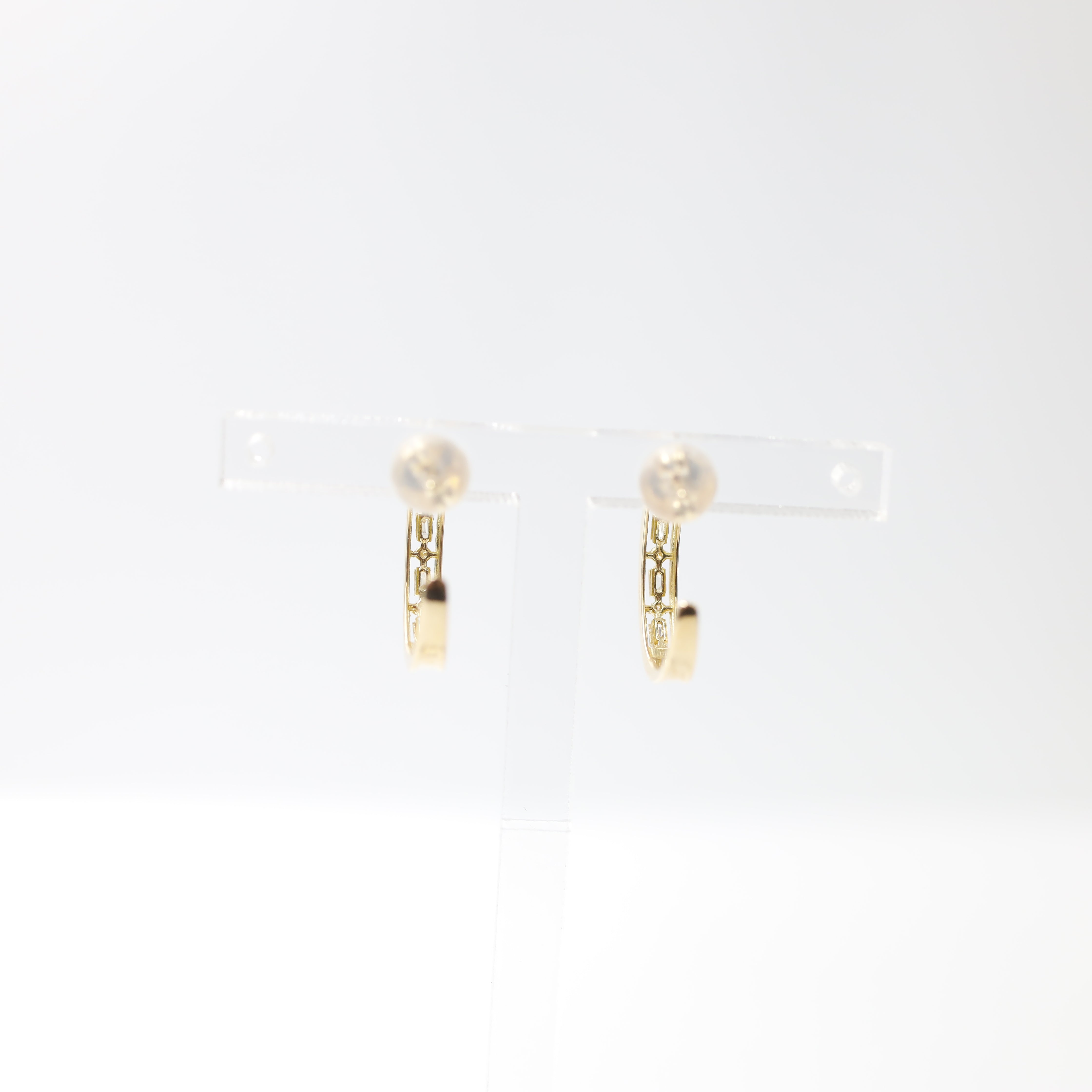 18K Gold Baguette Diamond Open Hoop/Cuff Earrings (0.18 ctw)