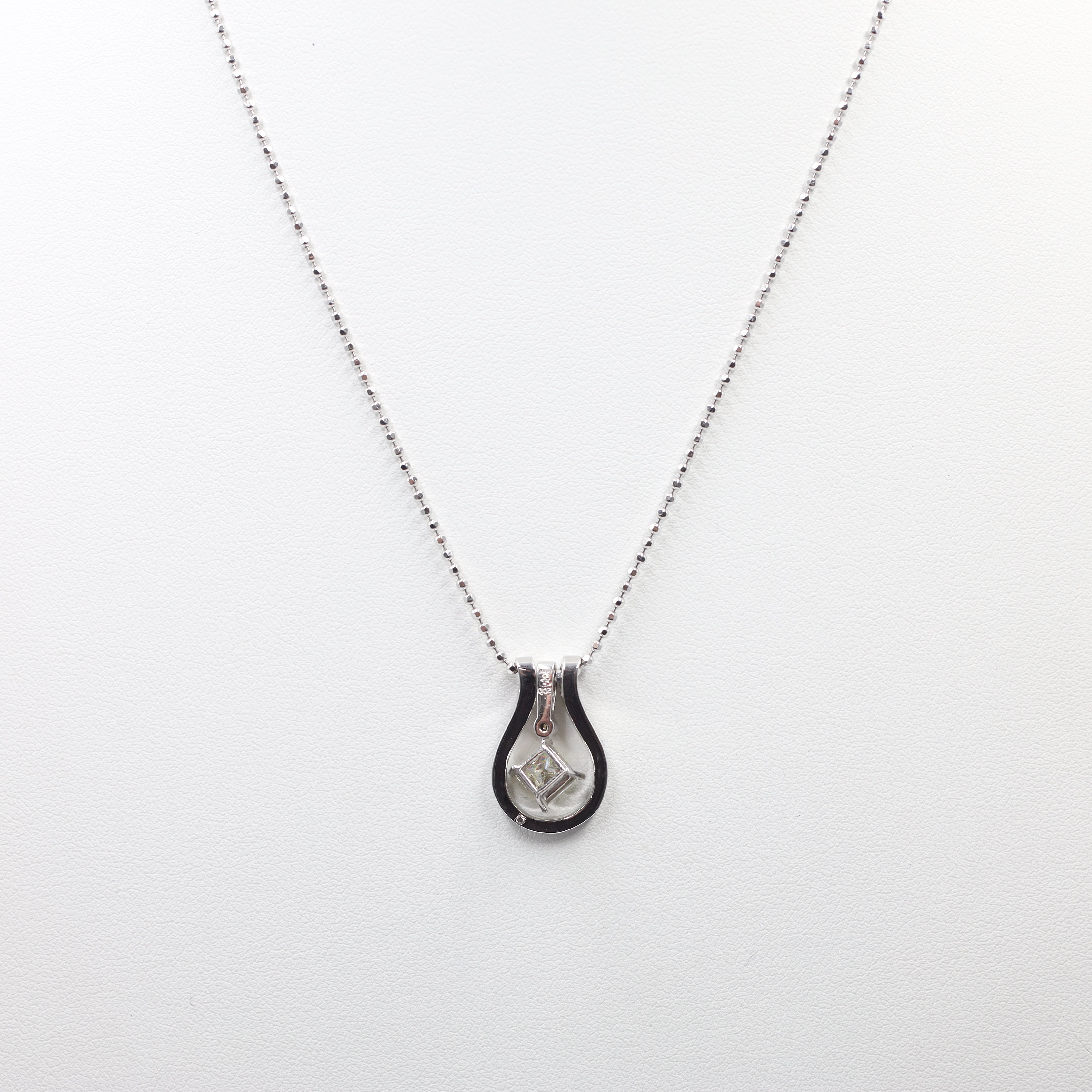 Modern Horseshoe Pendant Necklace in 18K White Gold