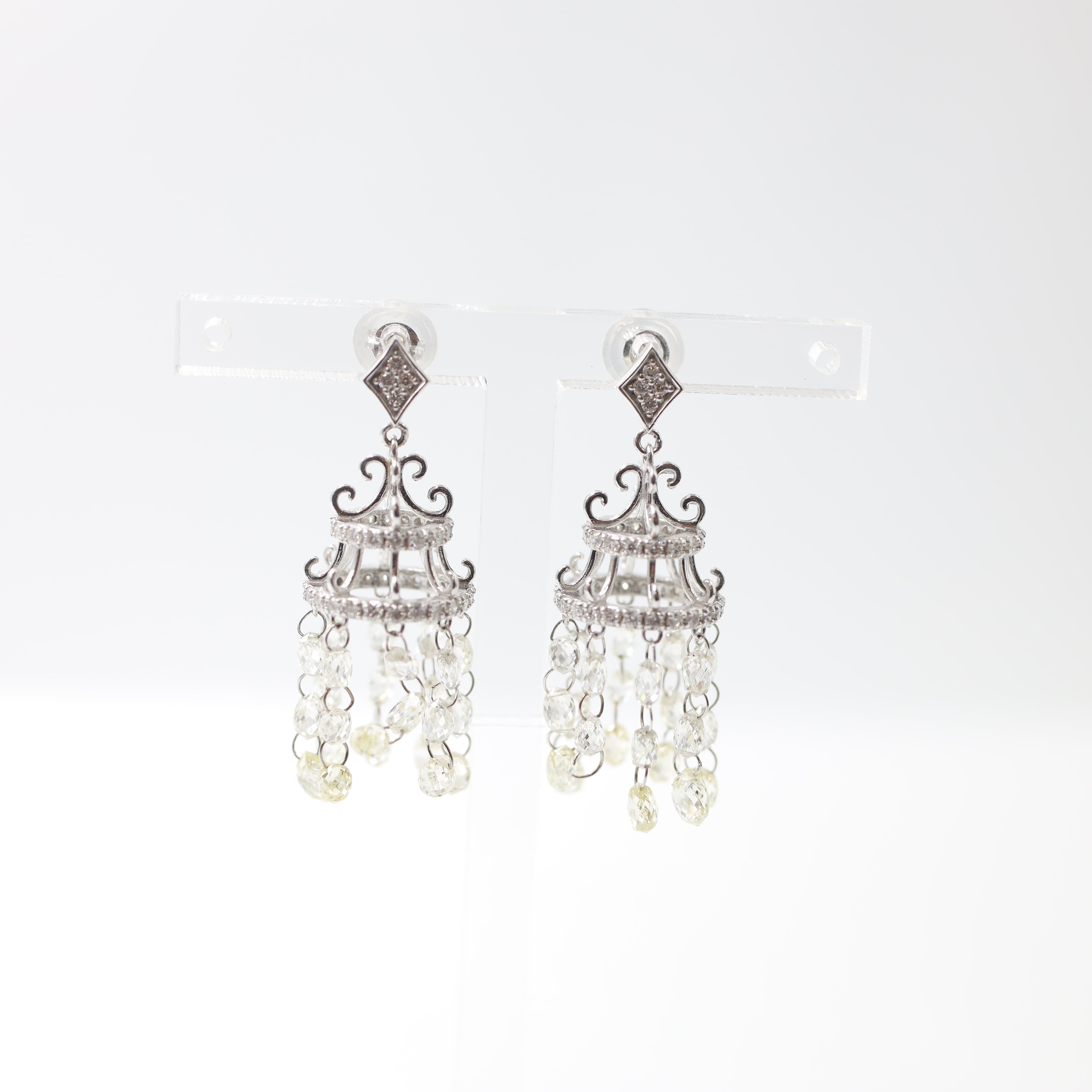 Grand 18K White Gold Chandelier Diamond Drop Earrings (5.52 ctw)