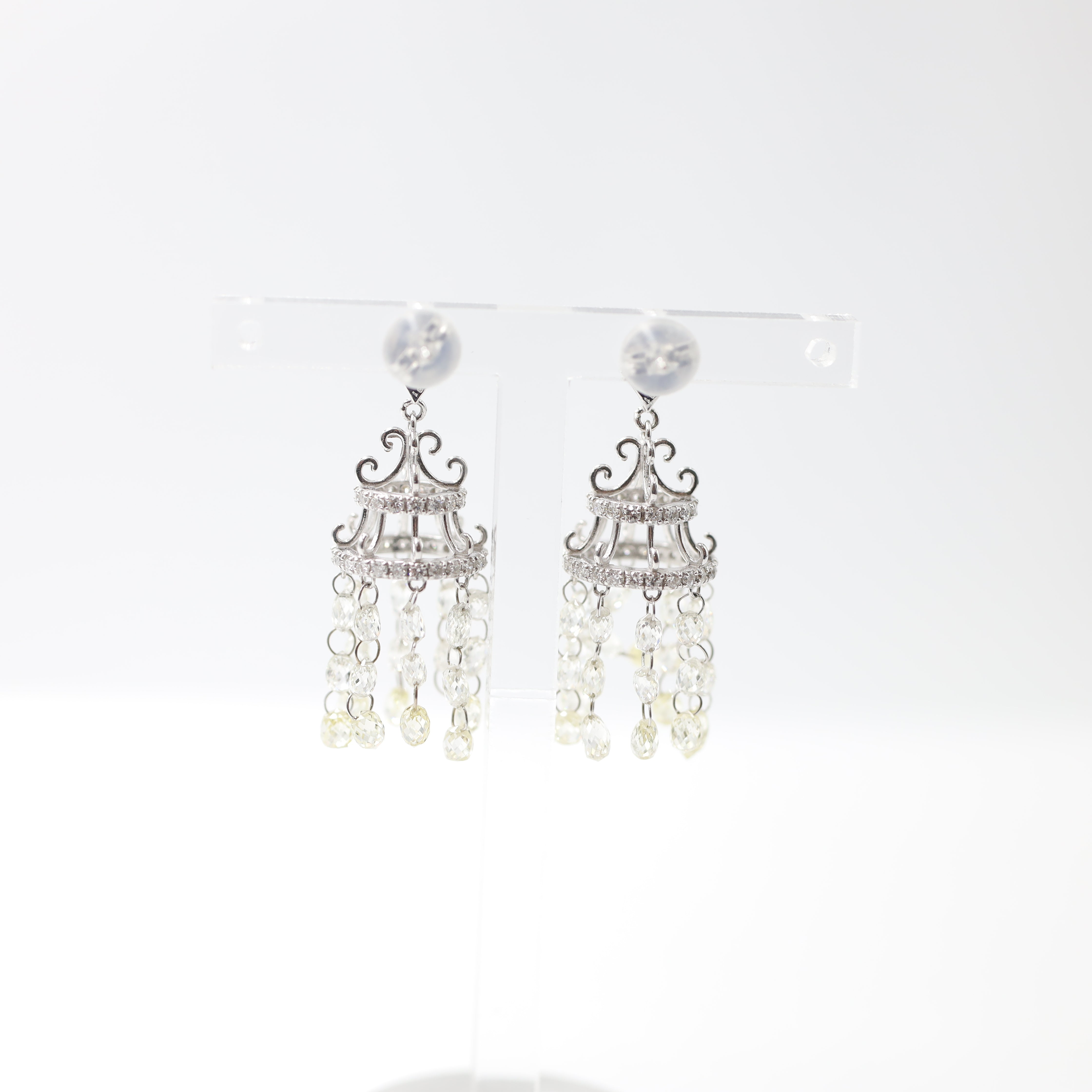 Grand 18K White Gold Chandelier Diamond Drop Earrings (5.52 ctw)
