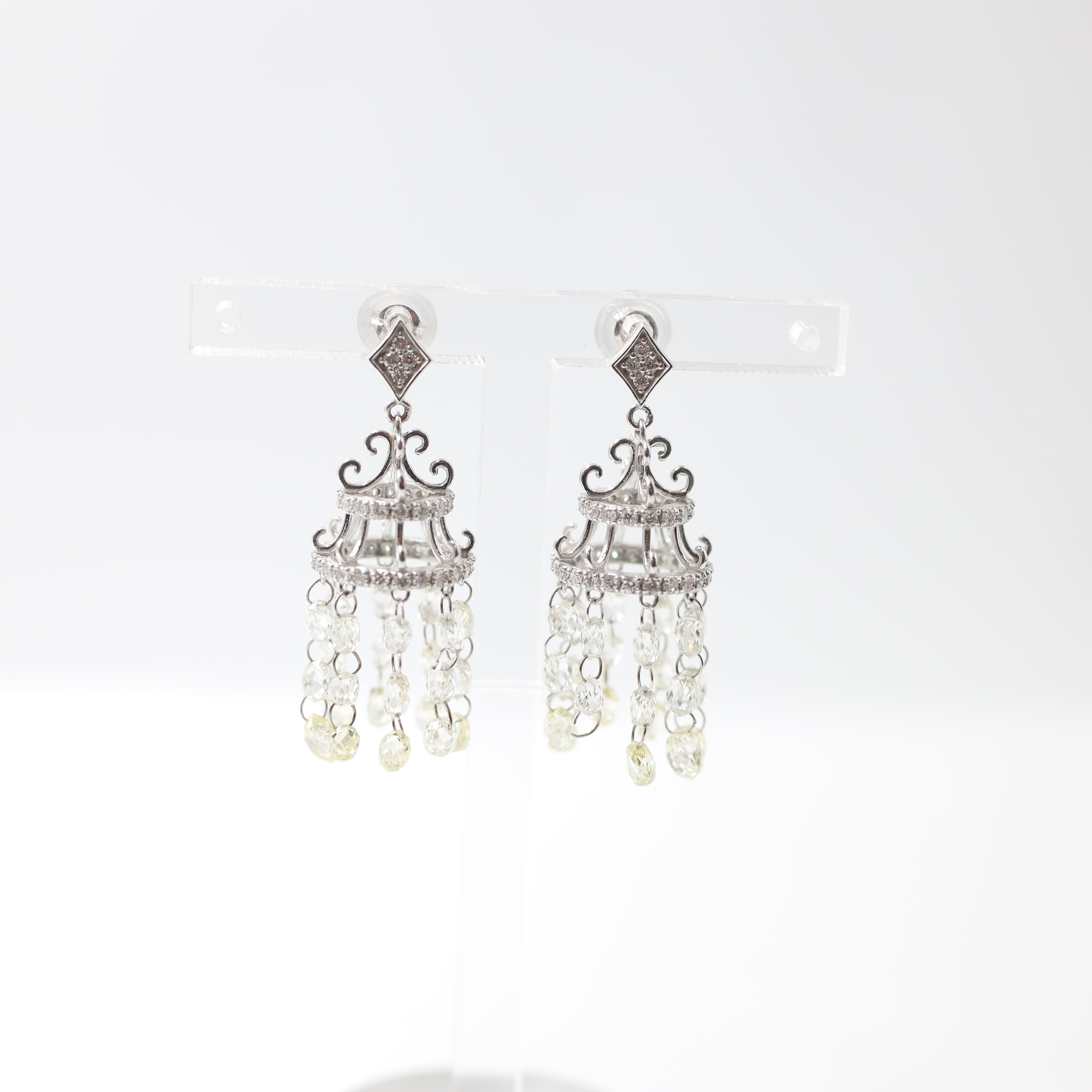 Grand 18K White Gold Chandelier Diamond Drop Earrings (5.52 ctw)