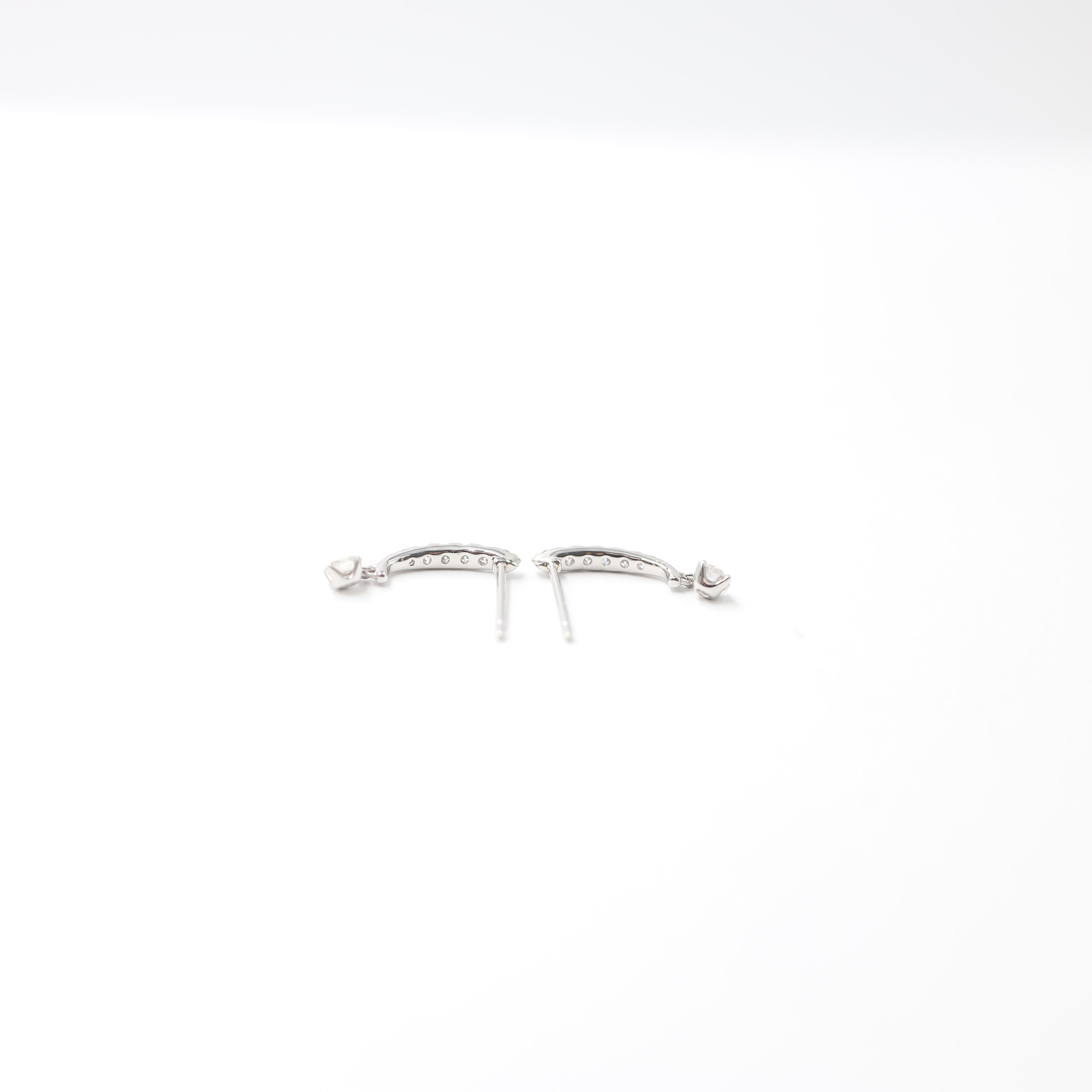 Elegant Platinum Diamond Dangle Bar Earrings (0.32 Carat Total Weight)