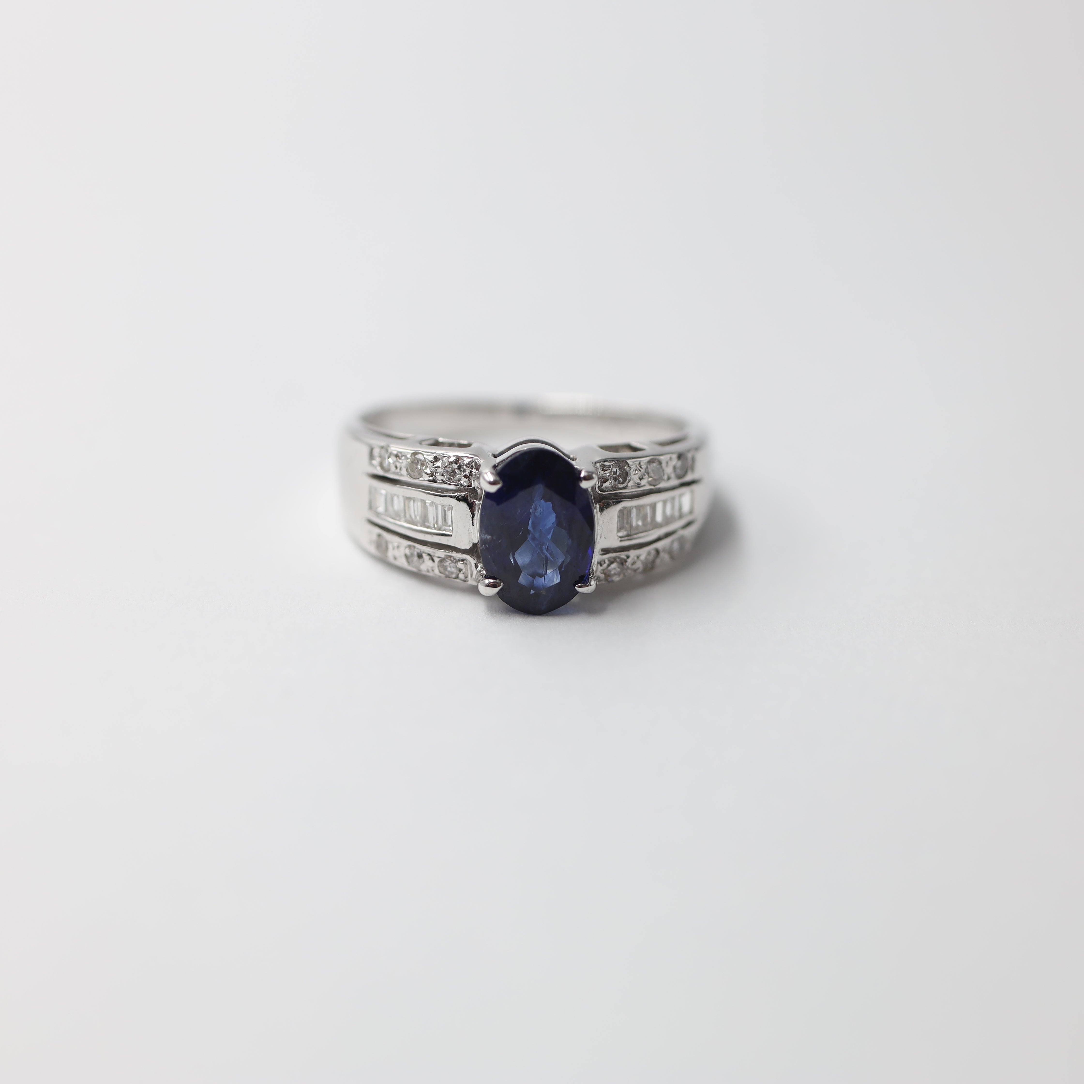 Classic Oval Sapphire and Diamond Engagement Ring in 18K