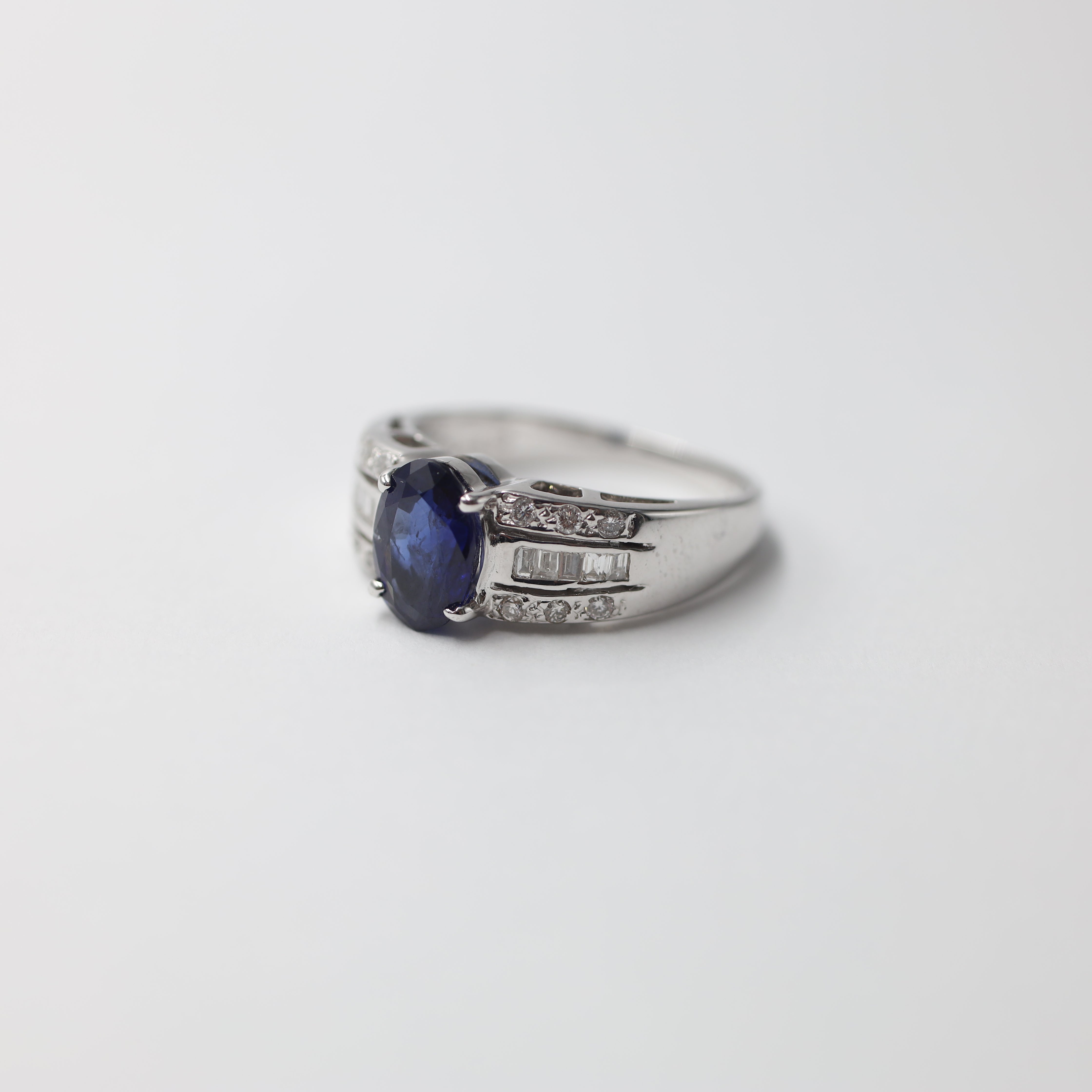 Classic Oval Sapphire and Diamond Engagement Ring in 18K