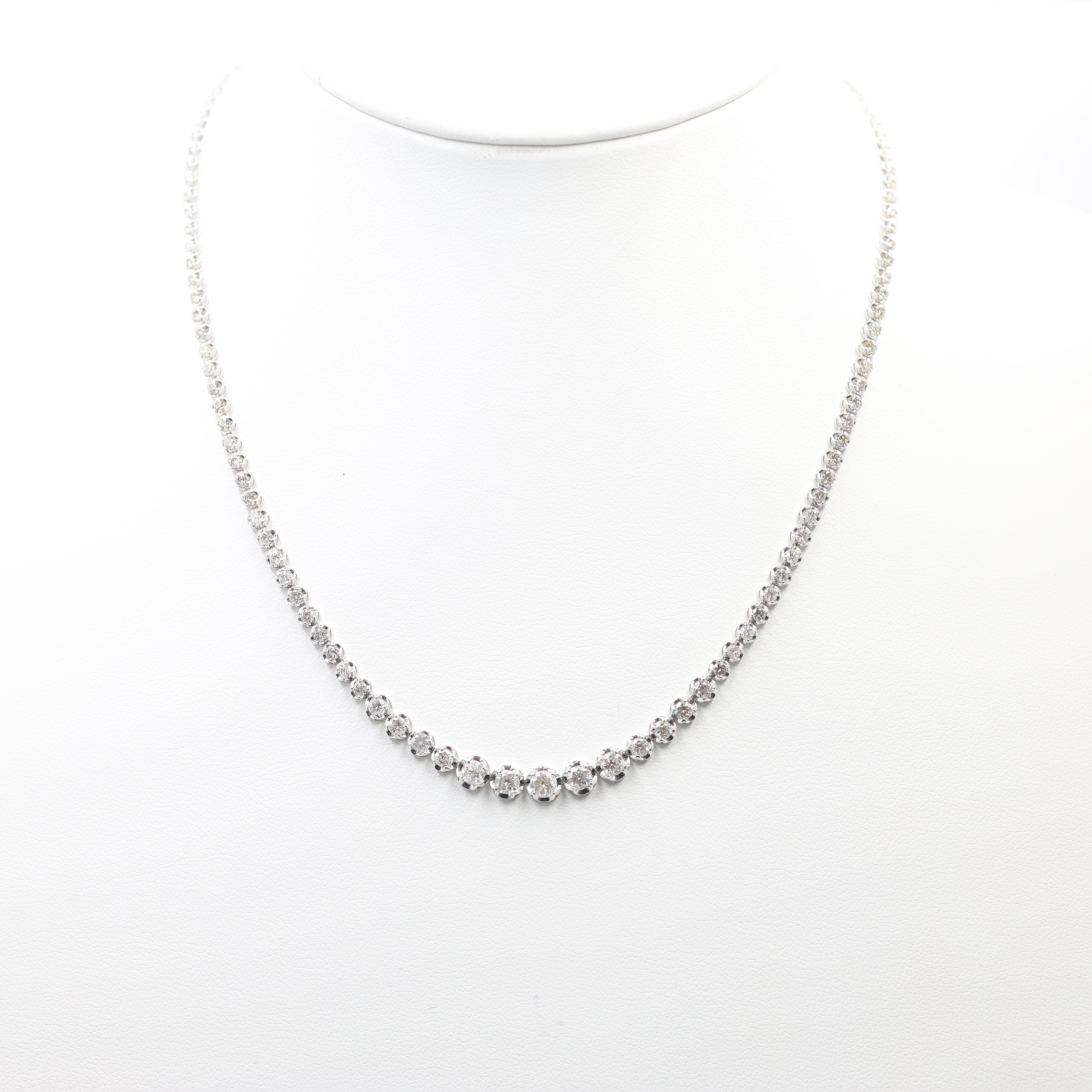 Stunning 5.00 Carat Total Weight Diamond Tennis Necklace in 18K White Gold