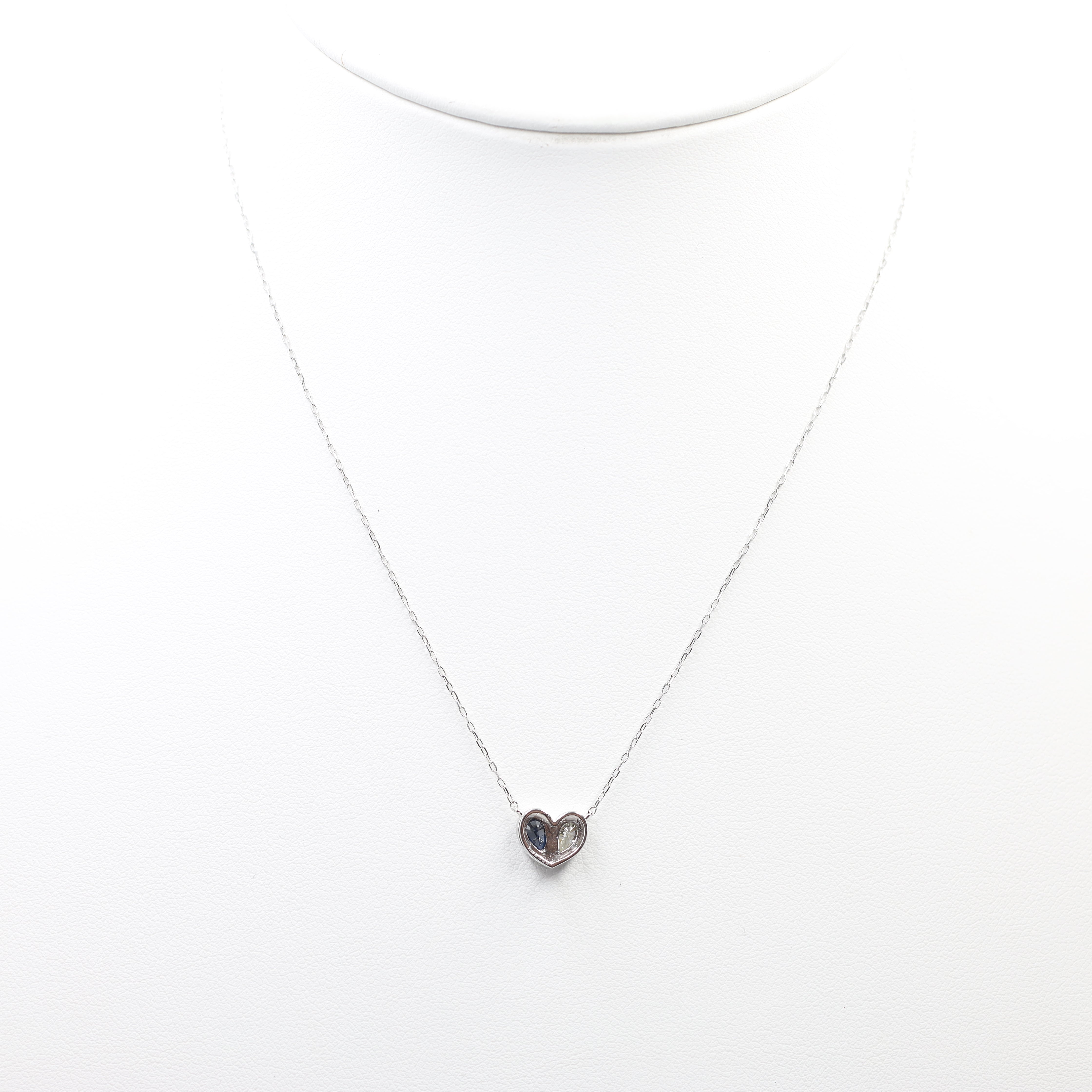 Platinum Heart-Shaped Sapphire and Diamond Pendant Necklace