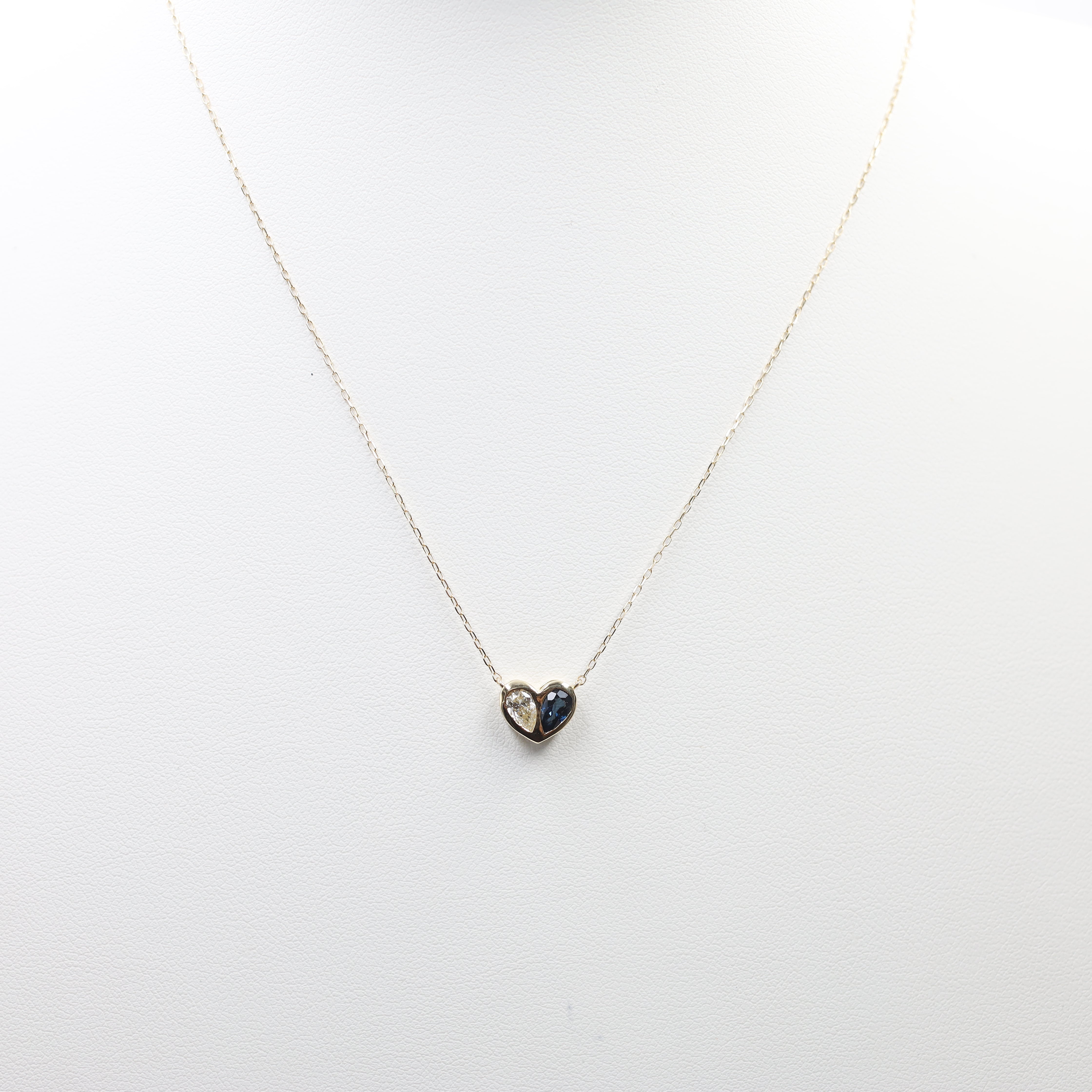 Sapphire & Diamond Heart Necklace in K18 Gold