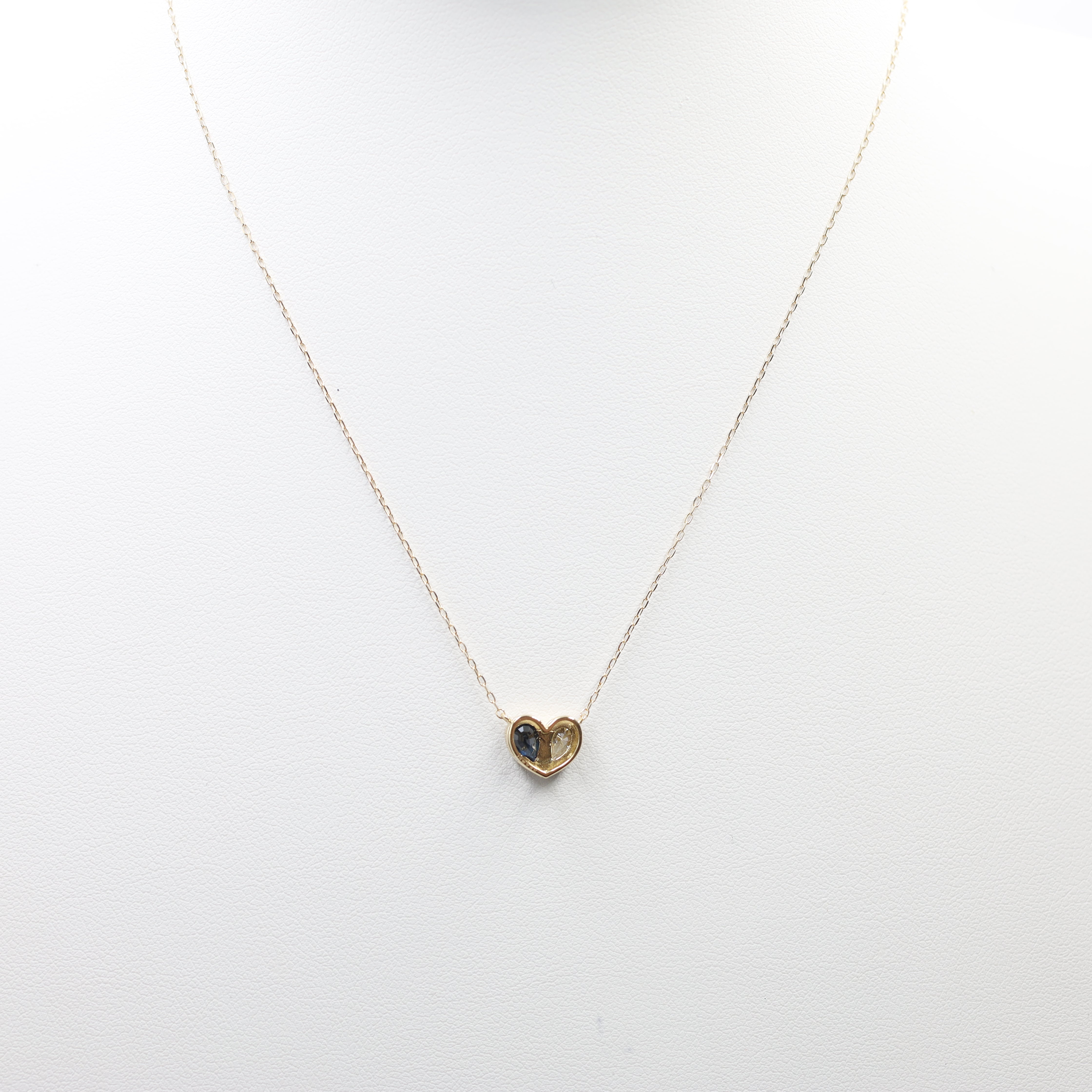 Sapphire & Diamond Heart Necklace in K18 Gold