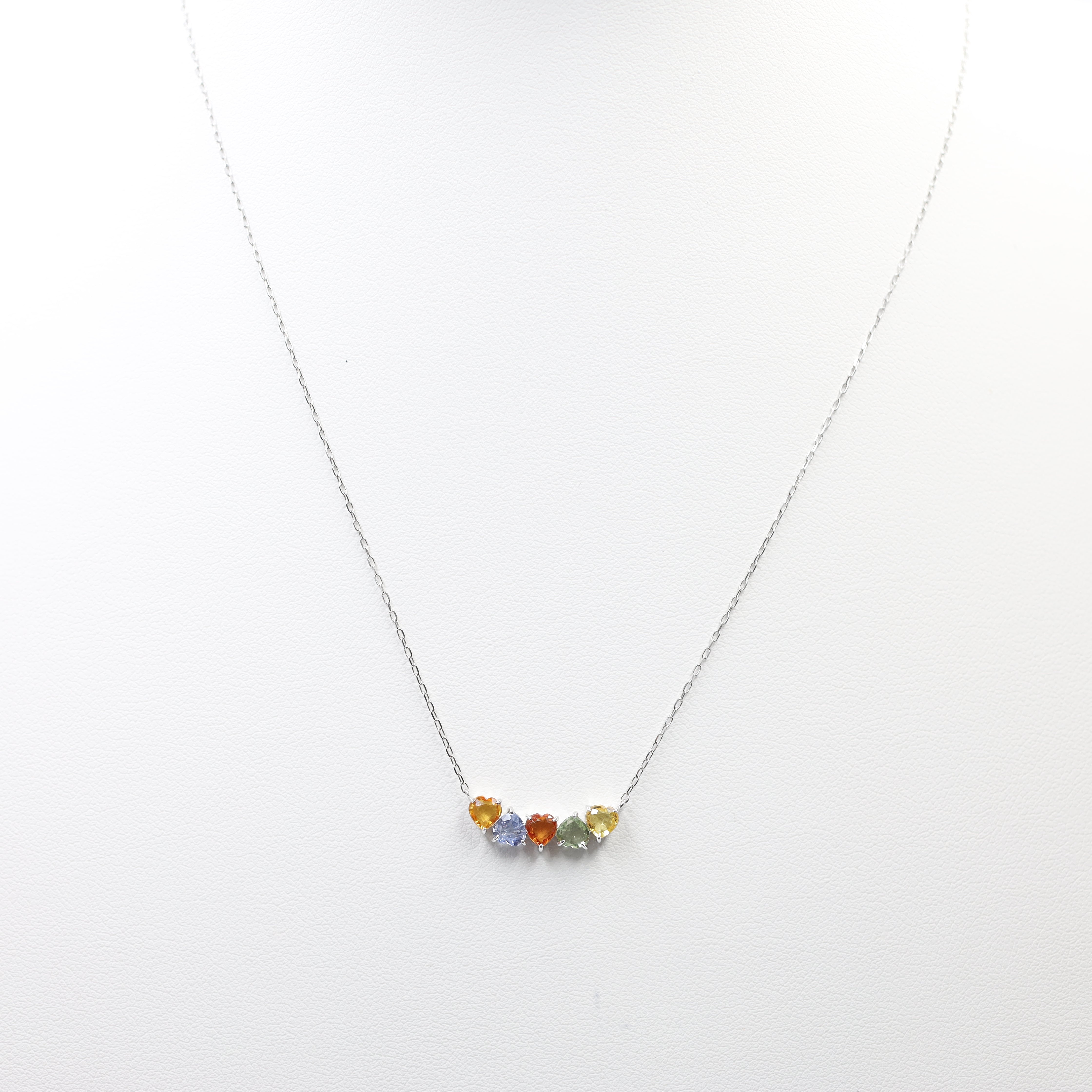 Platinum Multi-Color Sapphire "Rainbow" Bar Necklace (1.53 ctw)