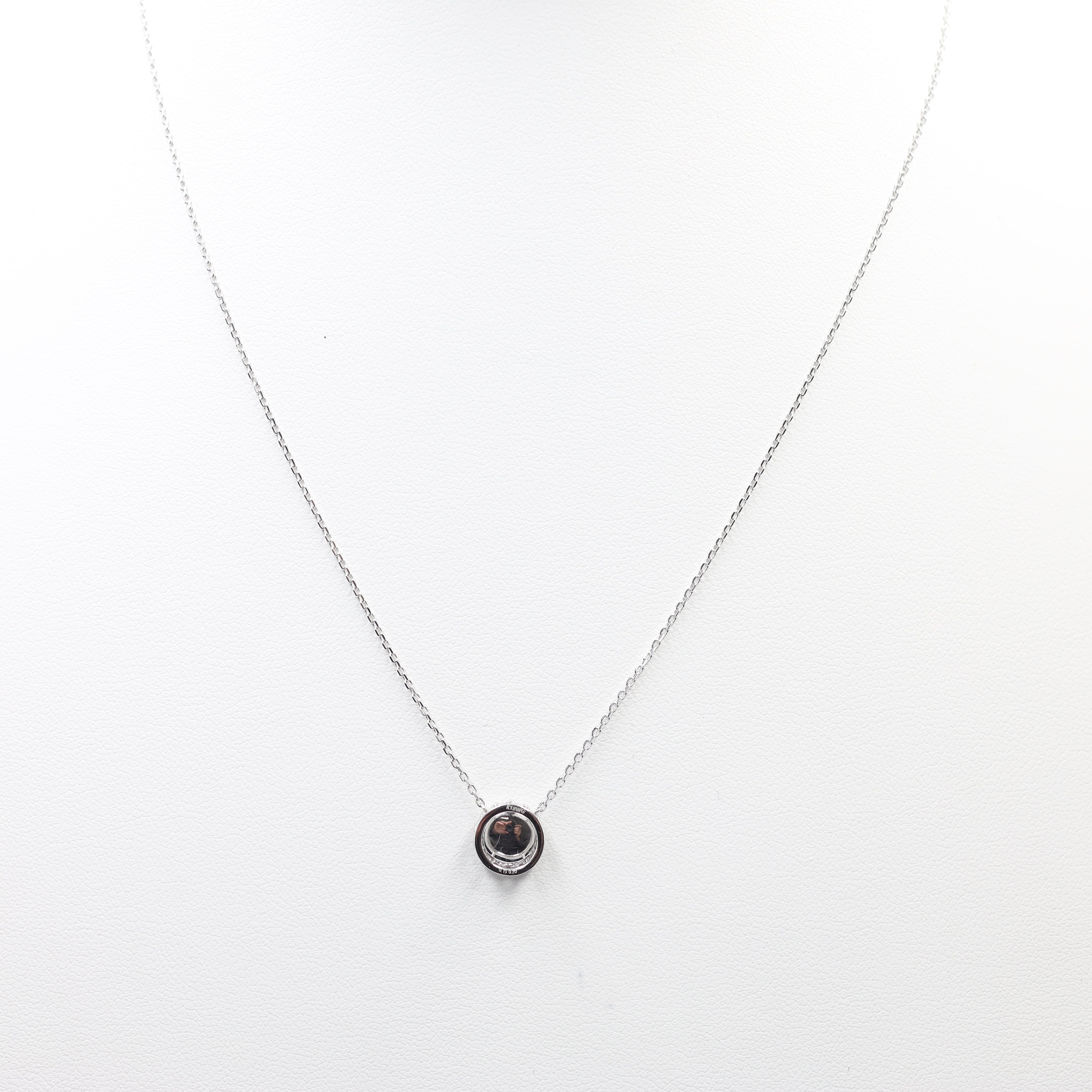 Elegant Ruby and Diamond Halo Pendant Necklace | 18K White Gold