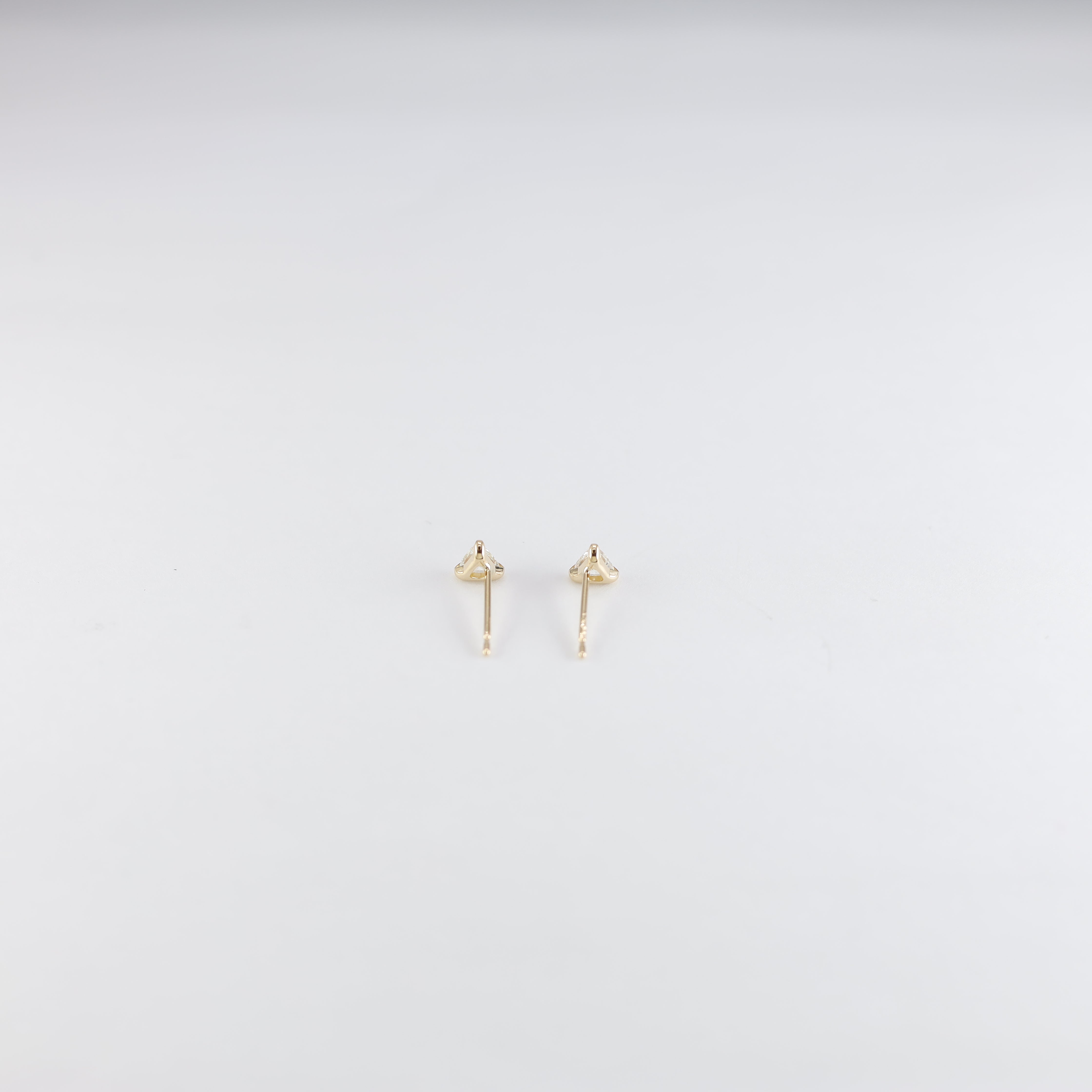 Petite 18K Yellow Gold Trillion Diamond Stud Earrings