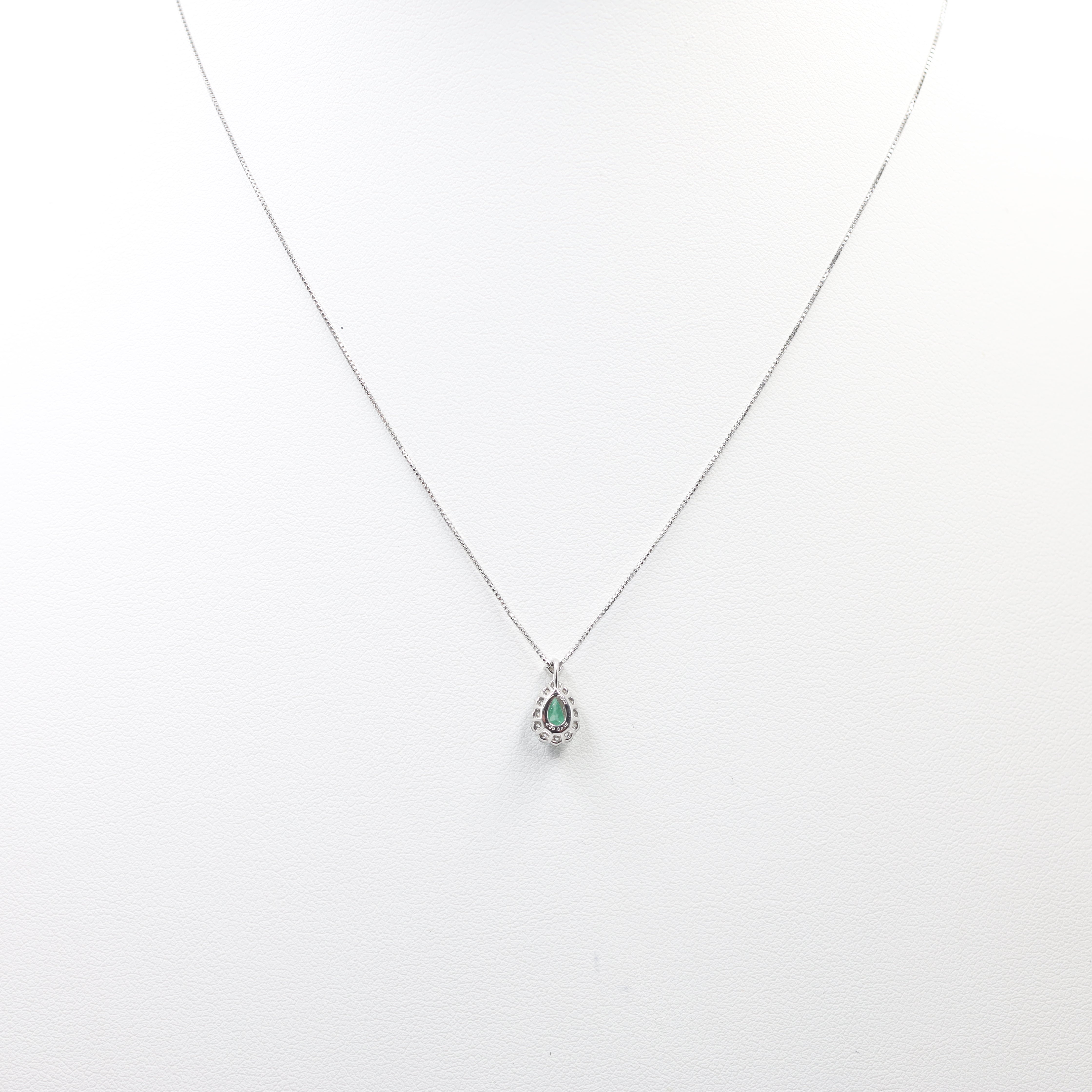 PT900/850 Emerald and Diamond Halo Pendant Necklace