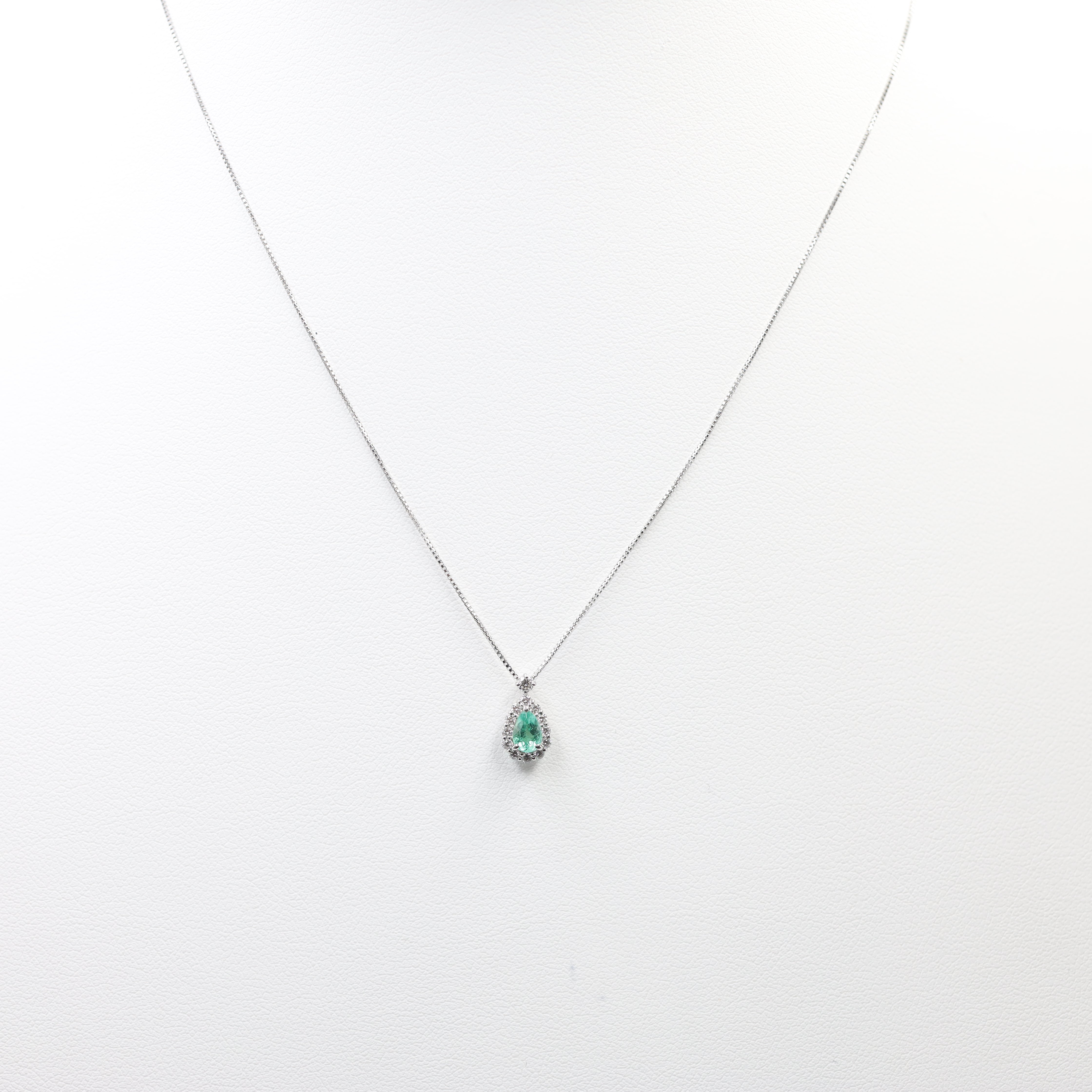 PT900/850 Emerald and Diamond Halo Pendant Necklace