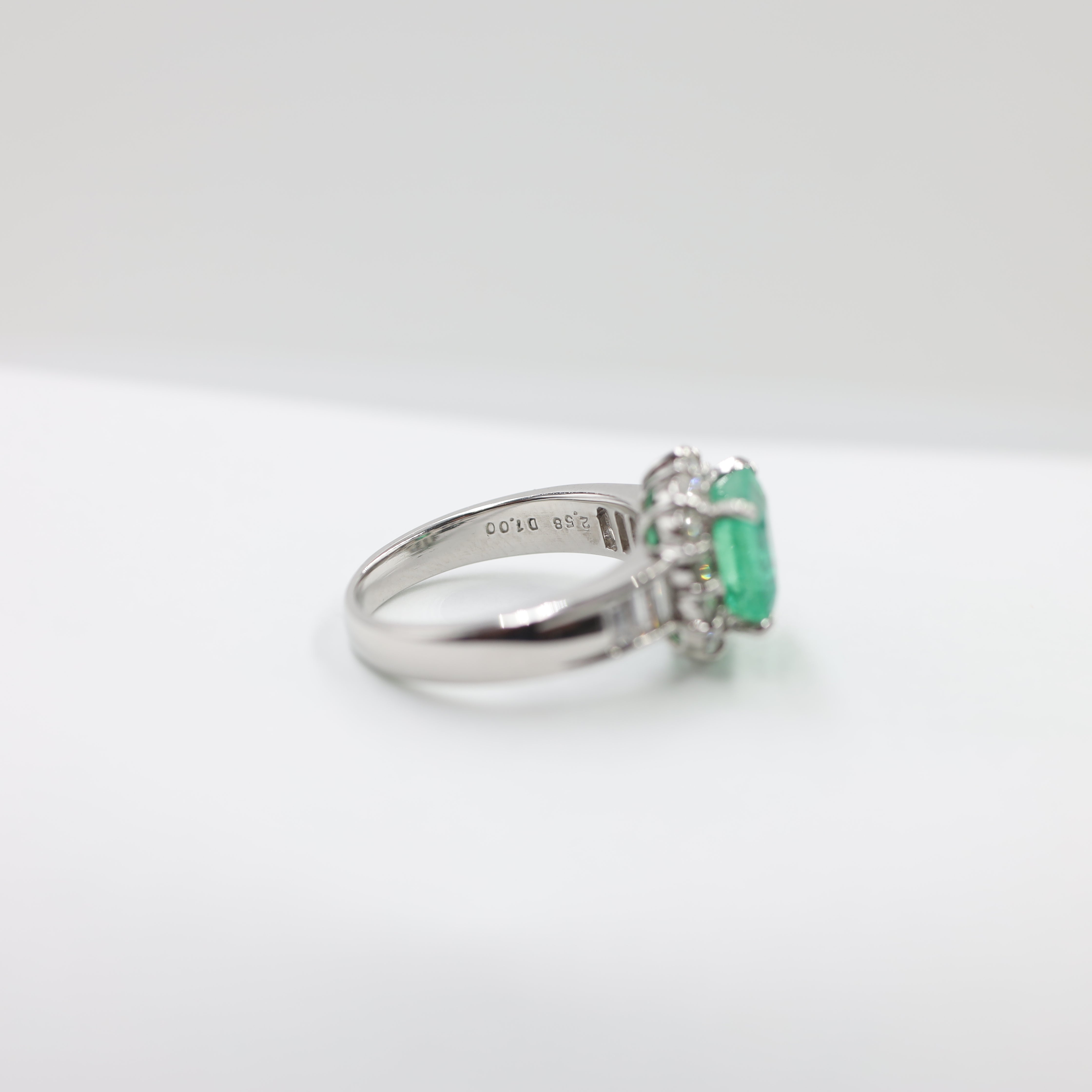 Exquisite Colombian Emerald and Diamond Halo Ring (PT900)