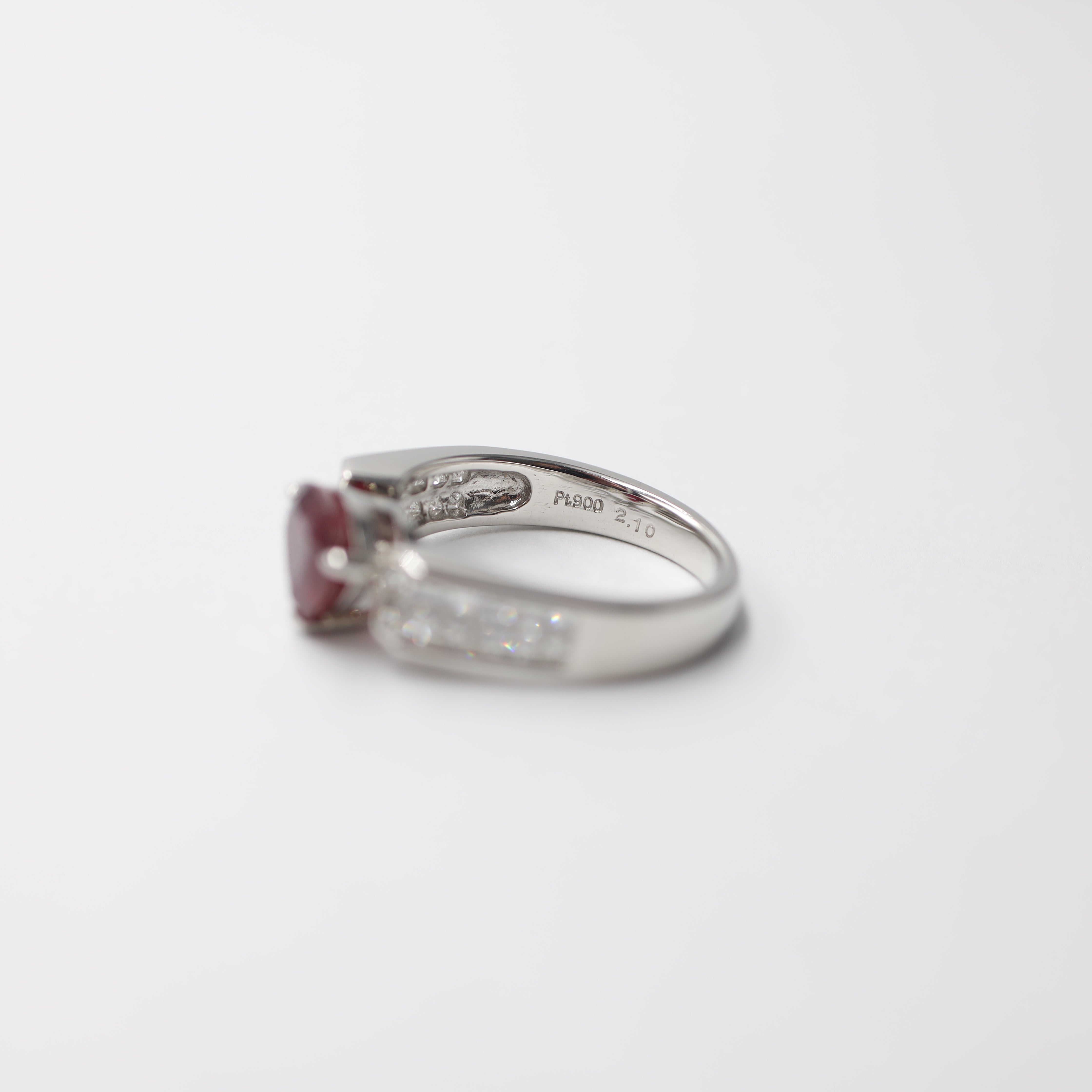 Dramatic Trillion-Cut Ruby and Diamond Ring in PT900 Platinum