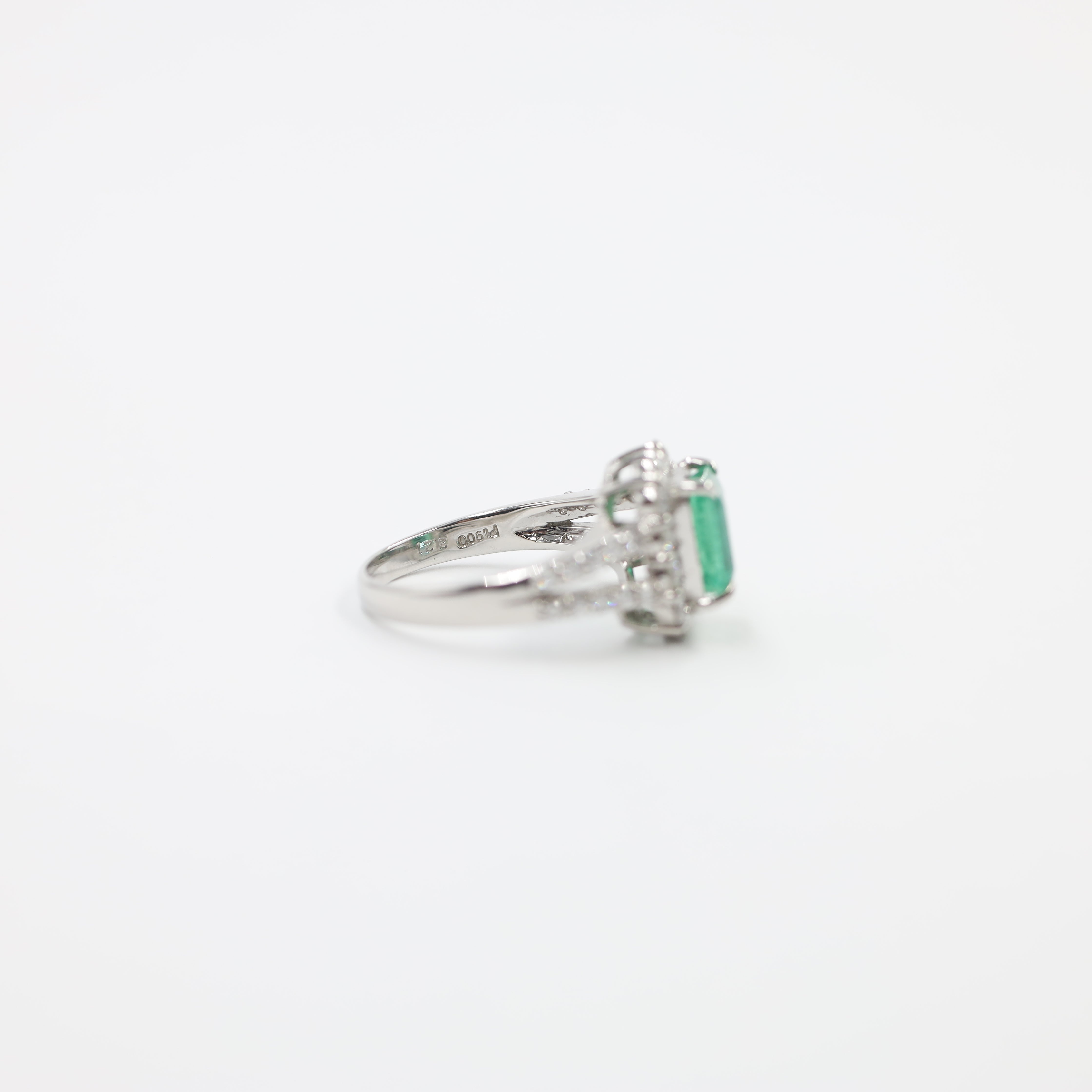 Colombian Emerald & Diamond Halo Ring in Platinum (2.21 ct)