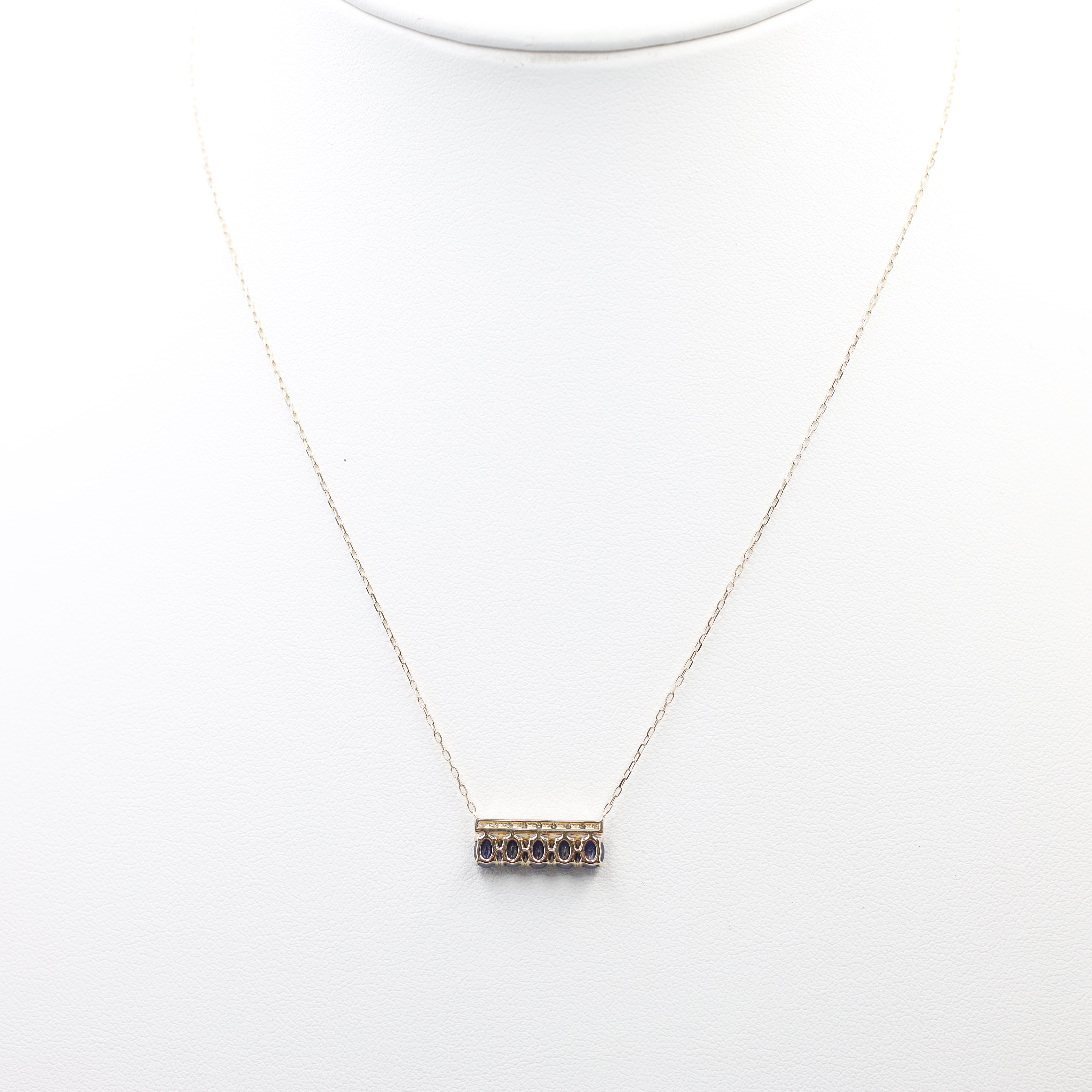 Elegant Sapphire and Diamond Bar Necklace in 18K Yellow Gold
