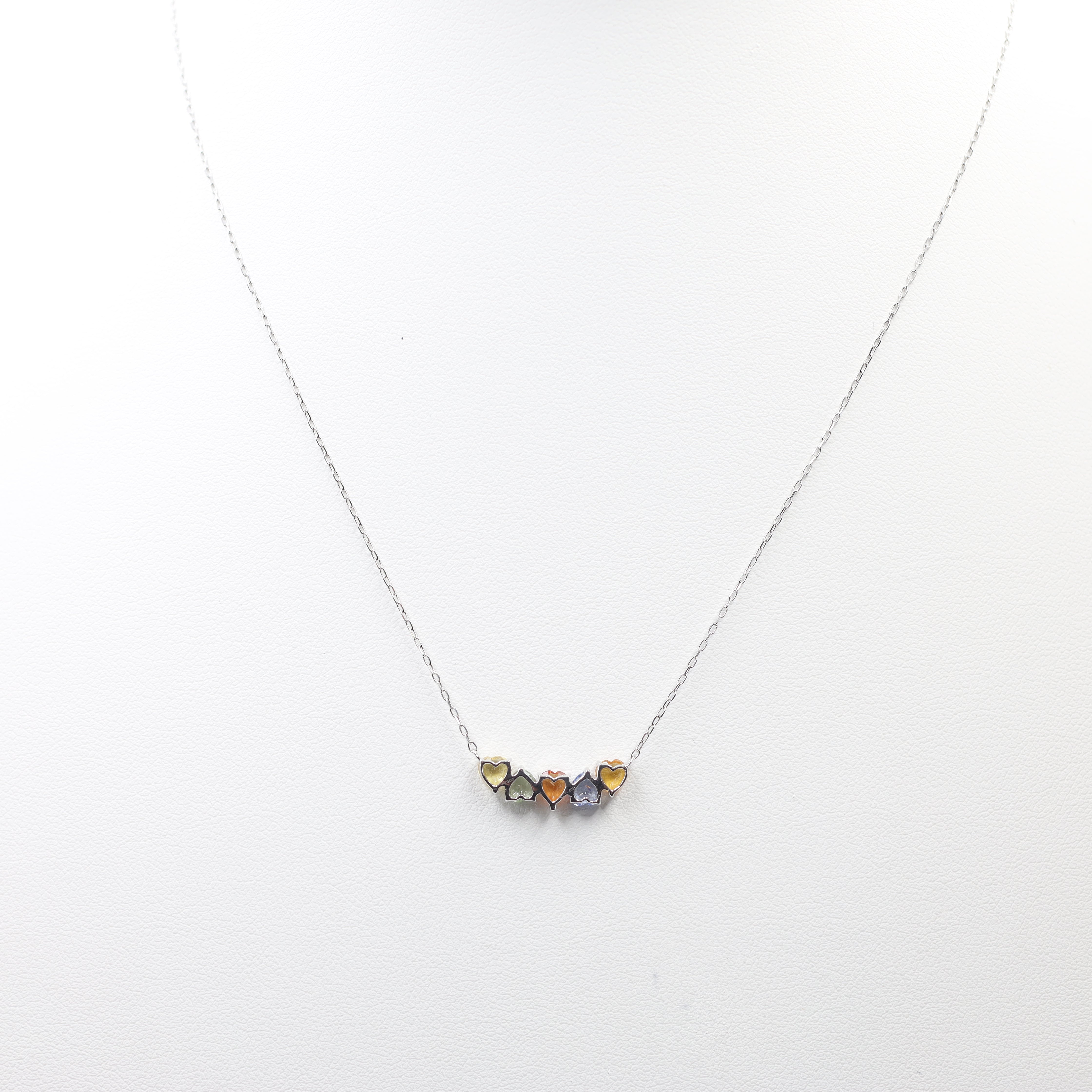 Platinum Multi-Color Sapphire "Rainbow" Bar Necklace (1.53 ctw)