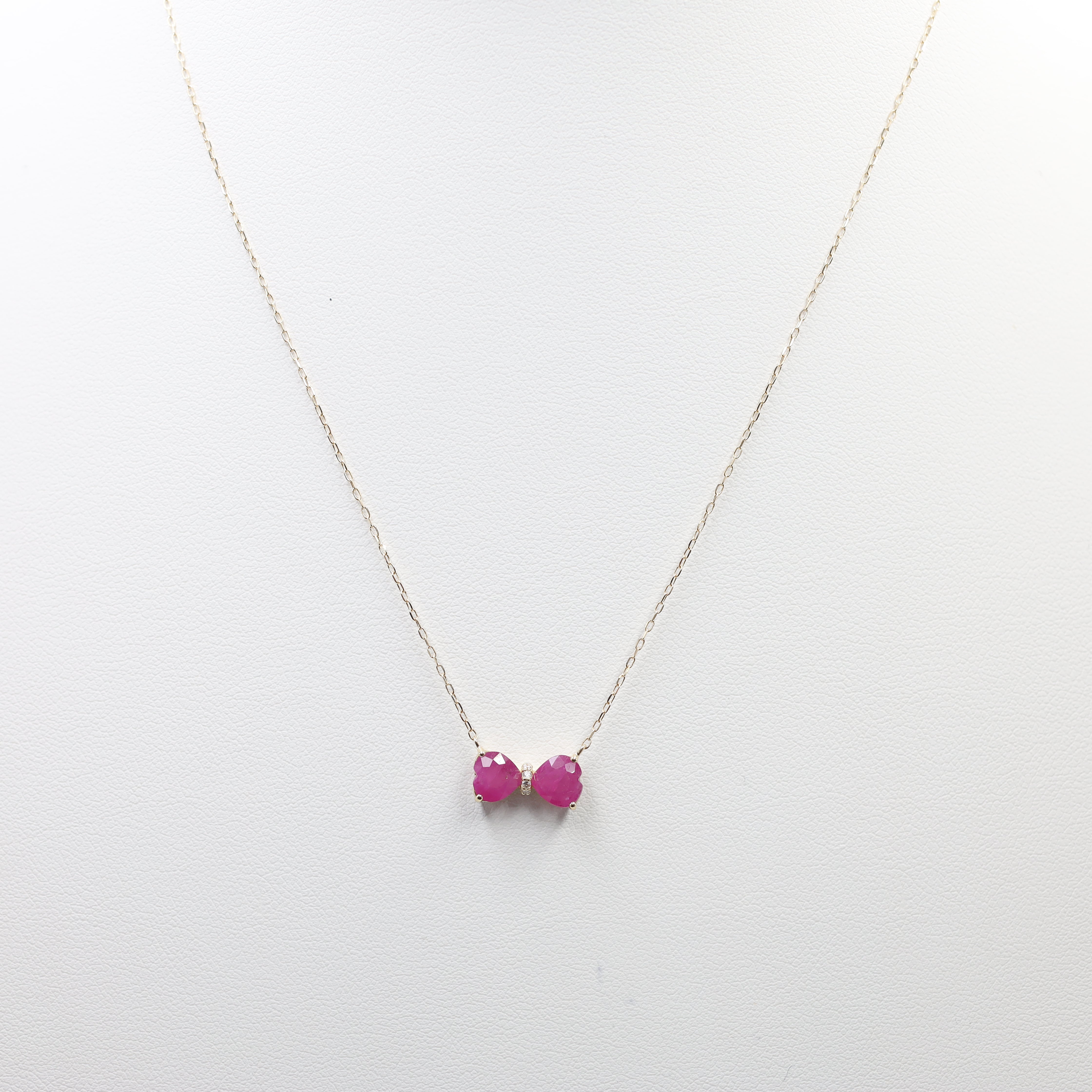 18K Gold "Soulmate" Double Ruby Pendant Necklace (1.41 ctw)